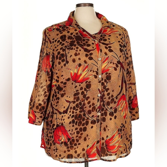 White Stag Women’s Plus Velvet Animal Print Blouse – Size 22W – NWT - Picture 2 of 8